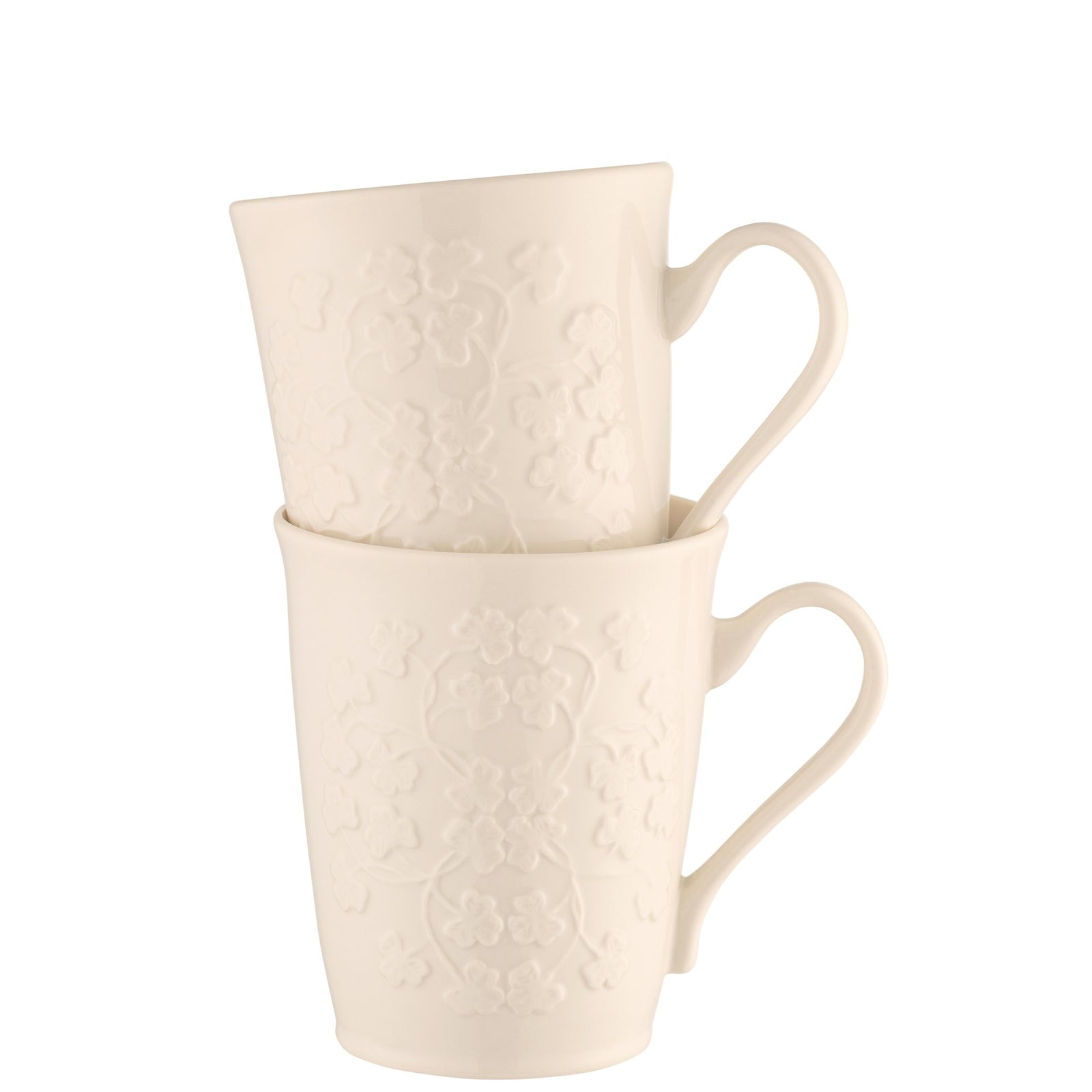 Belleek Classic Field of Shamrocks Mug Pair
