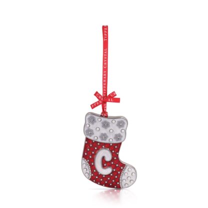 Tipperary Crystal Alphabet Stocking Christmas Decoration - C - Last chance to buy