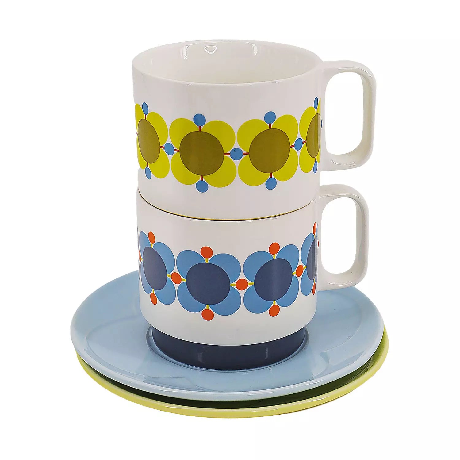 Orla Kiely Atomic Flower Cappuccino Cup & Saucer Set of 2. - Last chance to buy