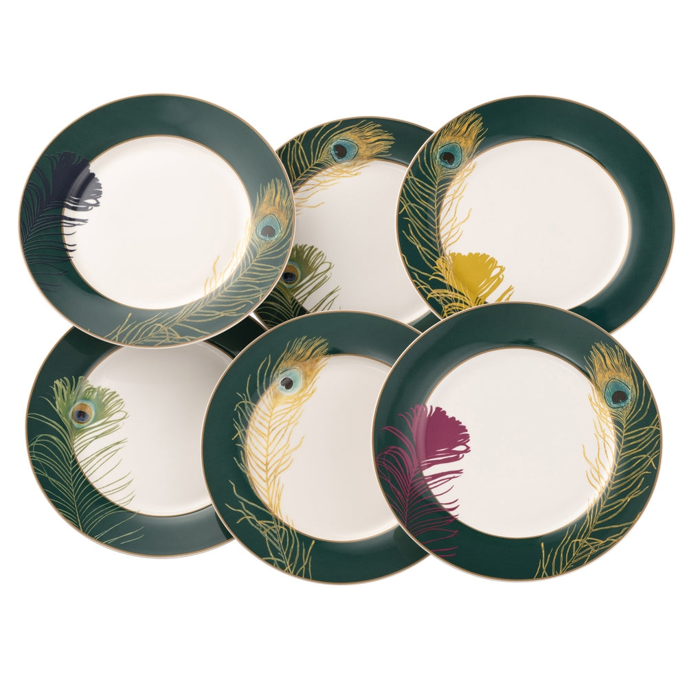 Aynsley Peacock Feather Tea Plates Set of 6 - Last Chance to Buy