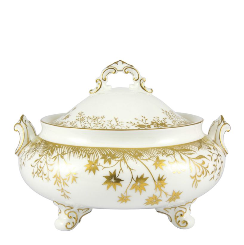 Royal Crown Derby Arboretum Gold Covered Vegetable Dish