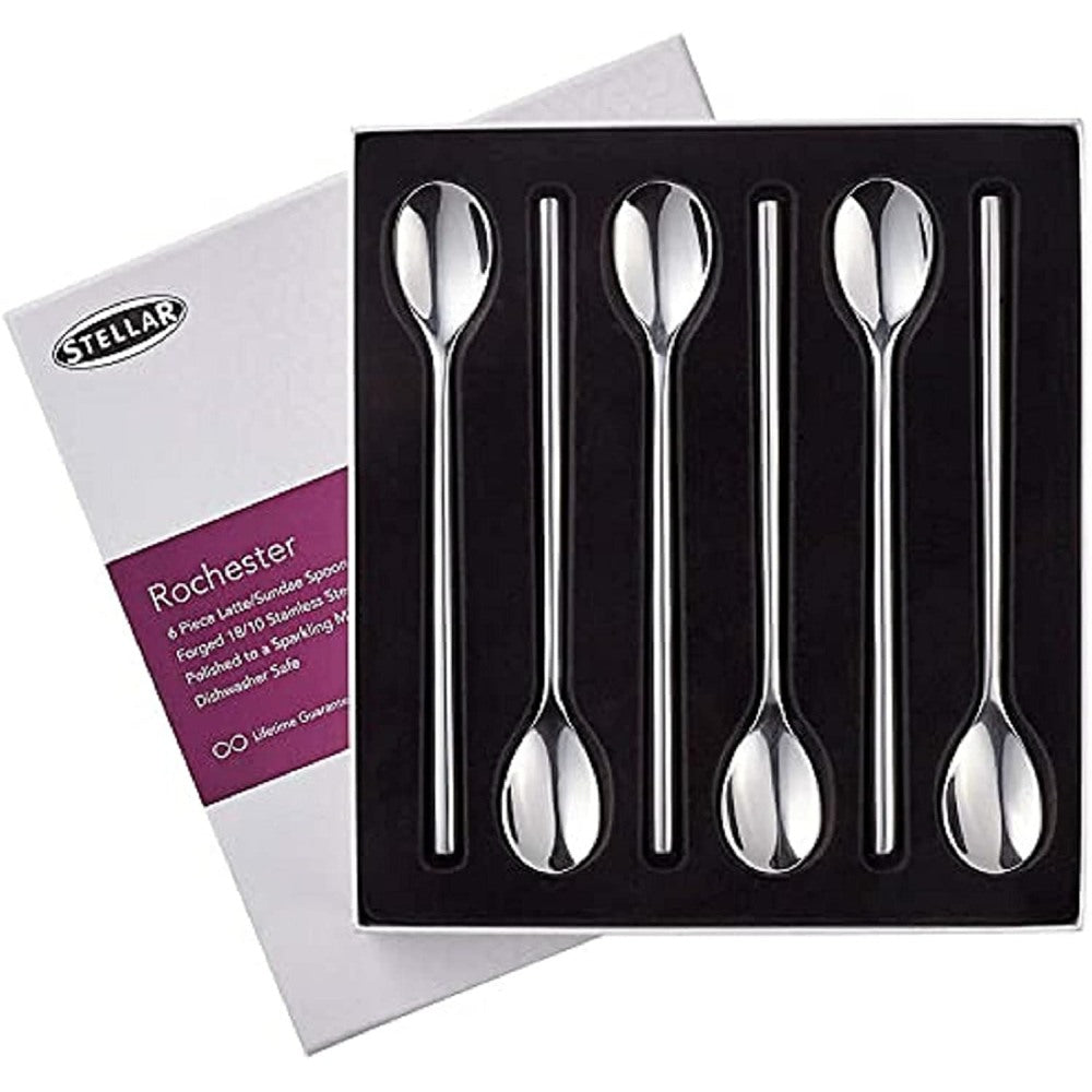 Stellar Rochester 6 Piece Latte/Sundae Spoon Set: BL46
