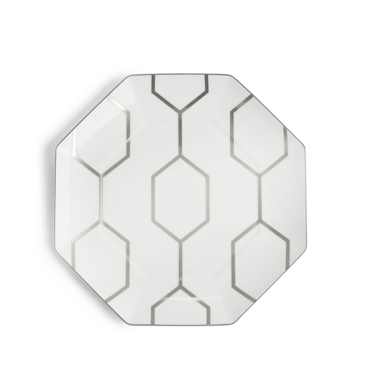 Wedgwood Gio Platinum Octagonal White Plate 23cm - Set of 2