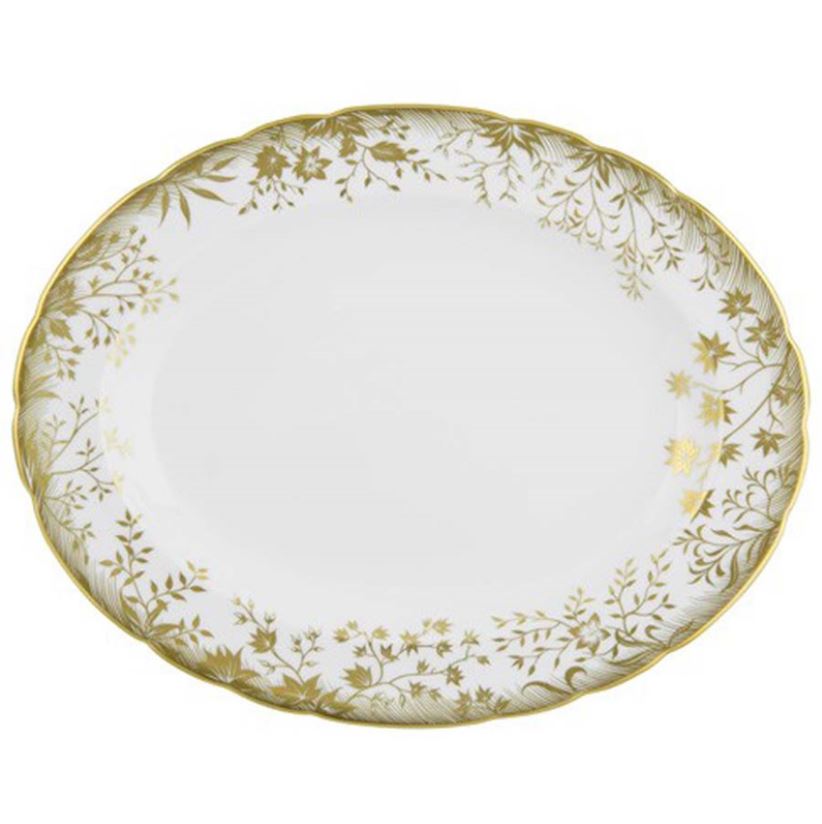 Royal Crown Derby Arboretum Gold Oval Dish 42cm