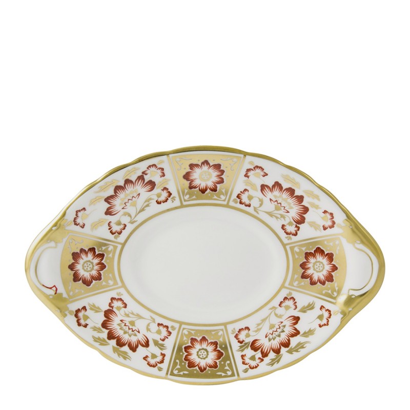 Royal Crown Derby Derby Panel Red Sauce Boat Stand