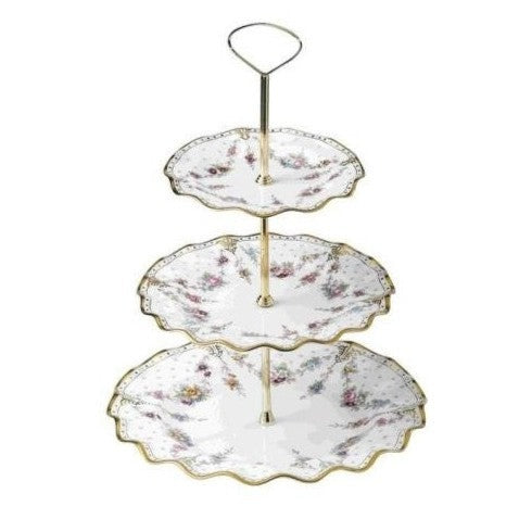 Royal Crown Derby Royal Antoinette 3 Tier Cake Stand - Gift Boxed