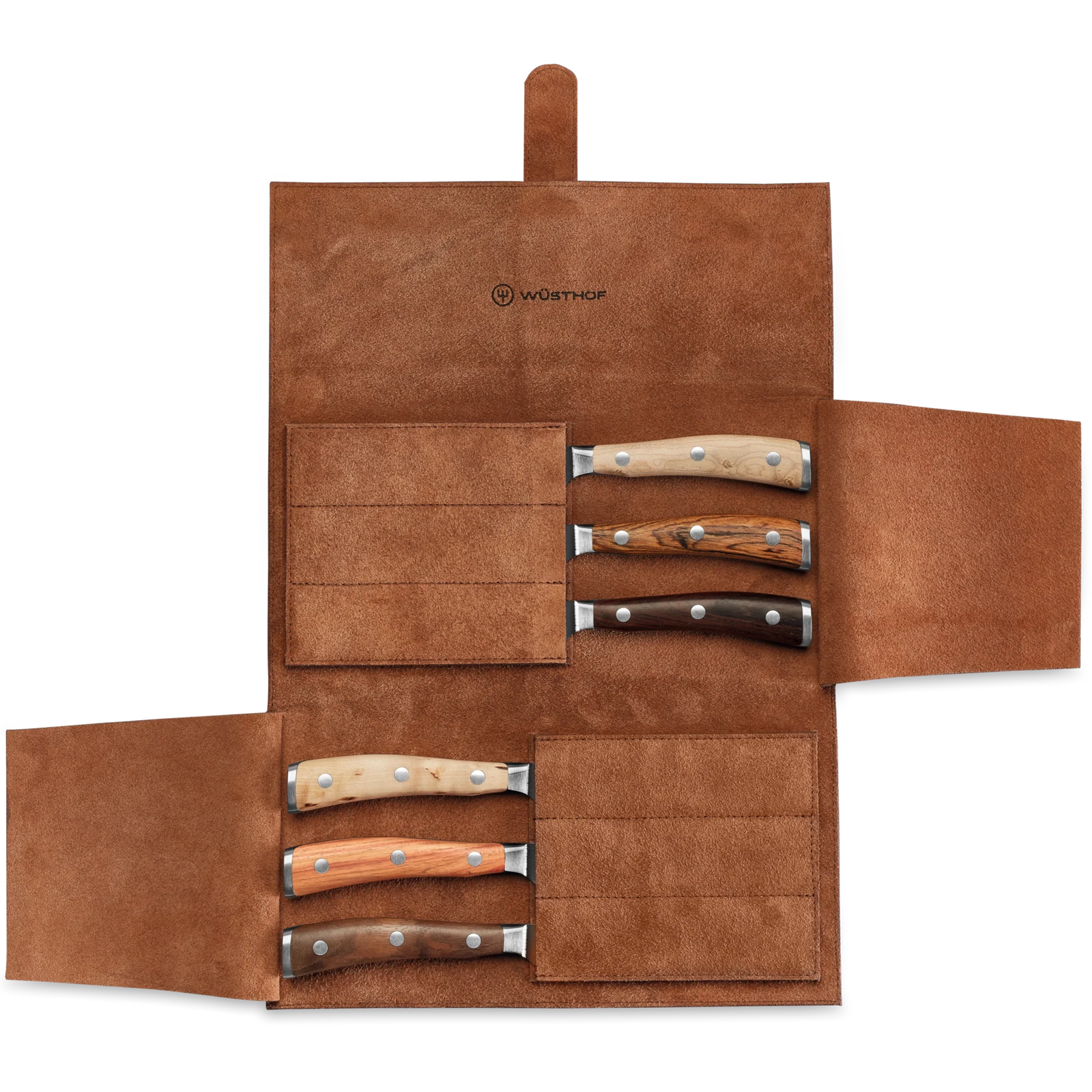 Wusthof Ikon Selection 6-piece Steak Knife Set with Leather Knife Roll