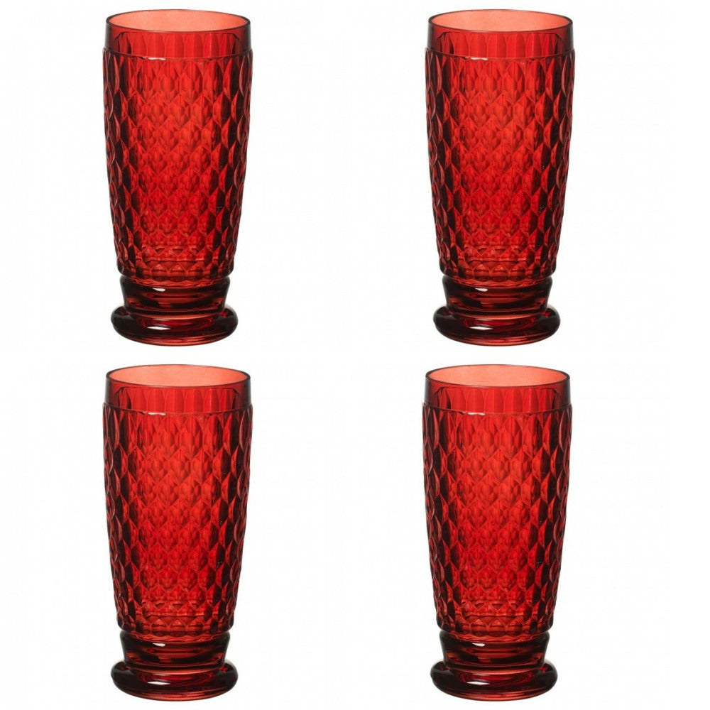 Villeroy and Boch Boston Coloured Highball/Beer Tumbler Red Set of 4
