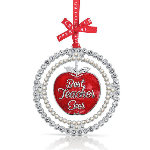 Tipperary Crystal Pearl Best Teacher Ever Decoration