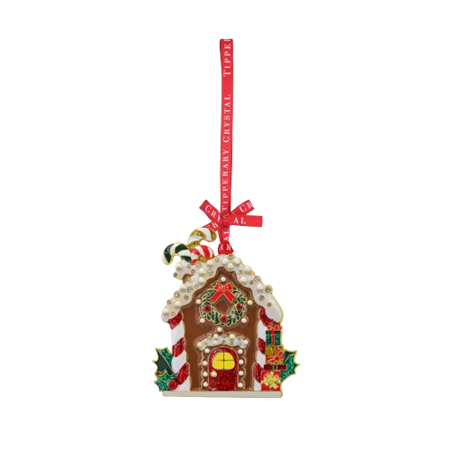 Tipperary Crystal Sparkle Gingerbread House with Wreath Decoration
