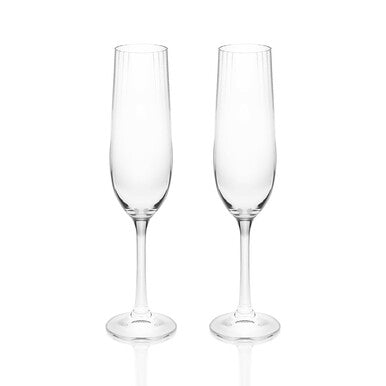 Tipperary Crystal Ripple Set of Two Crystal Champagne Flute Glasses