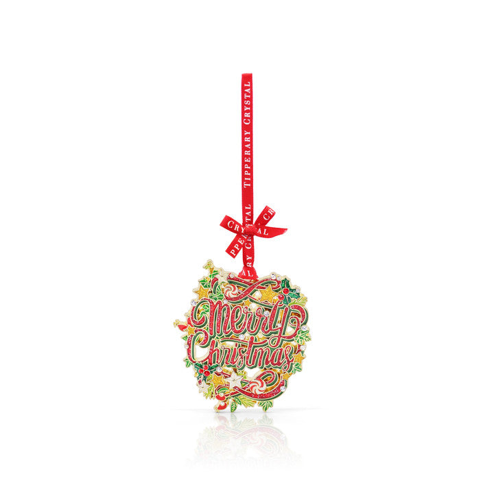 Tipperary Crystal Sparkle Merry Christmas Decoration