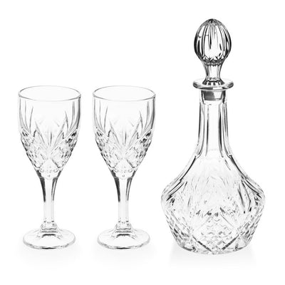 Tipperary Crystal Belvedere Wine Decanter and 2 Wine Glass Set