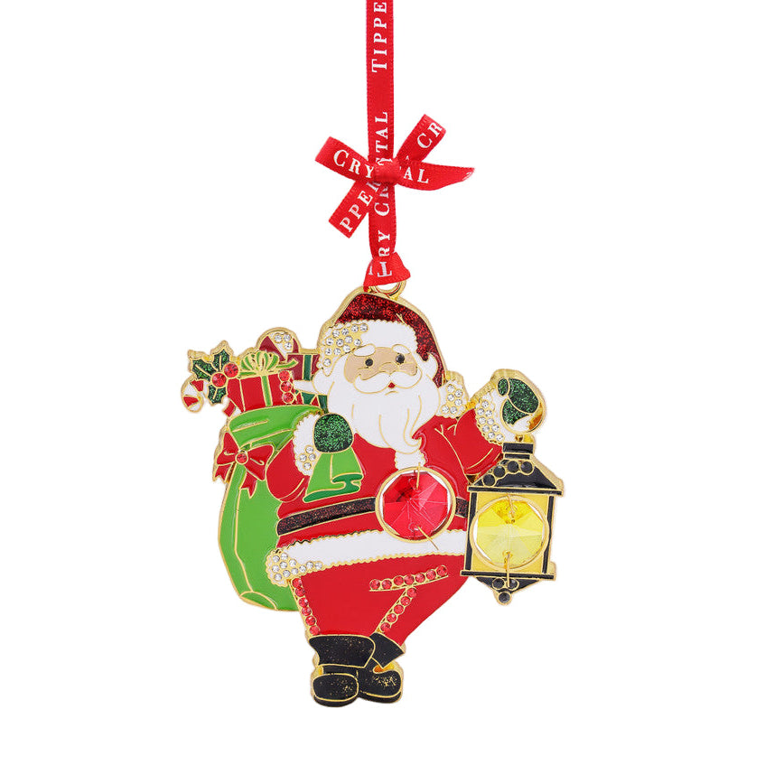 Tipperary Crystal Gem Santa with Lantern Decoration