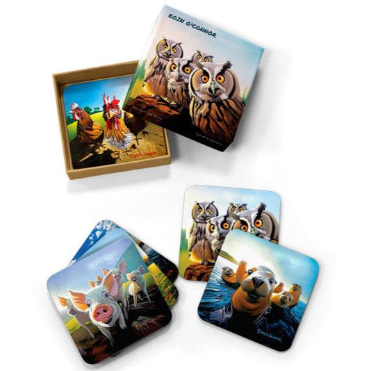 Tipperary Crystal Eoin O'Connor Beyond the Herd - Coasters Set of 6