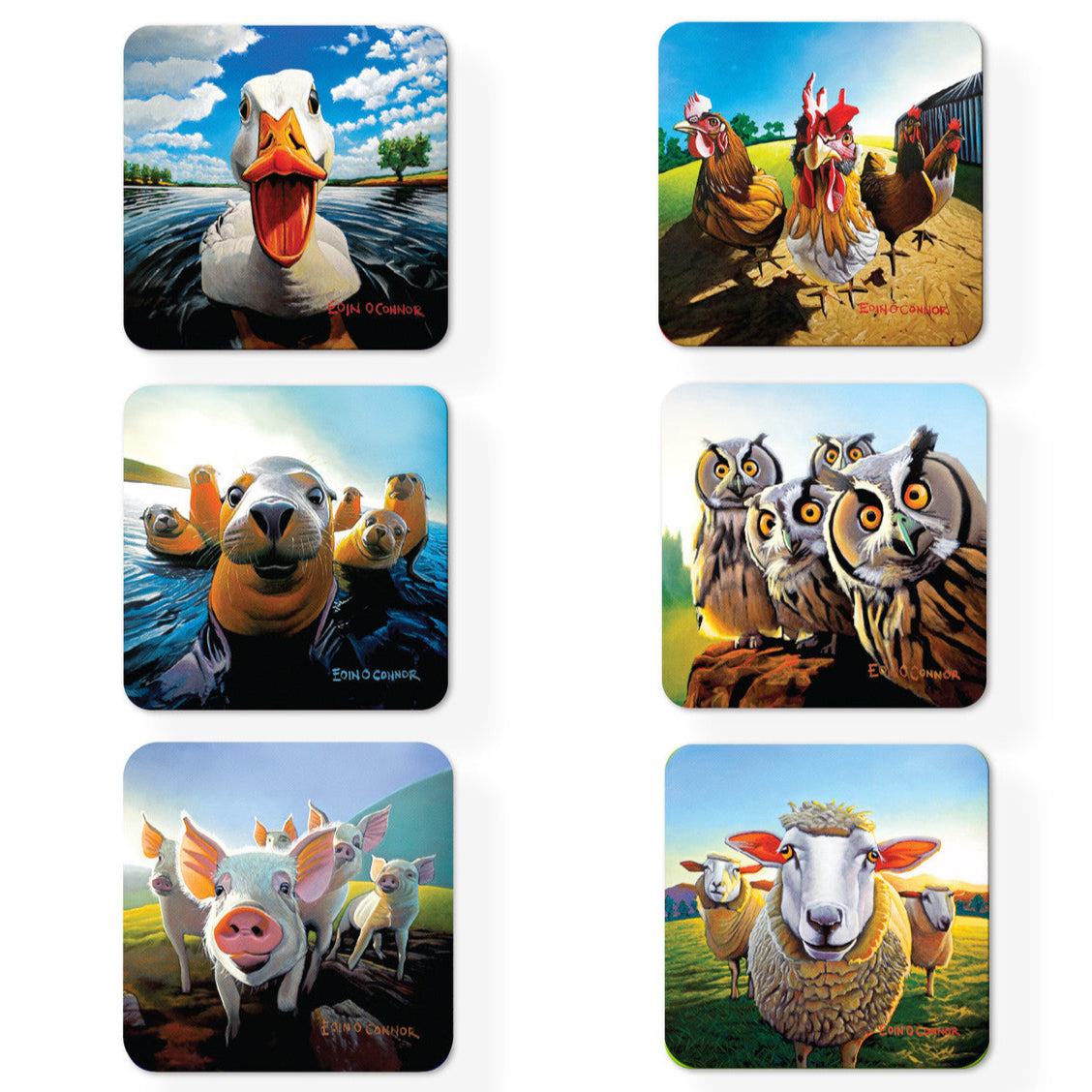 Tipperary Crystal Eoin O'Connor Beyond the Herd - Coasters Set of 6