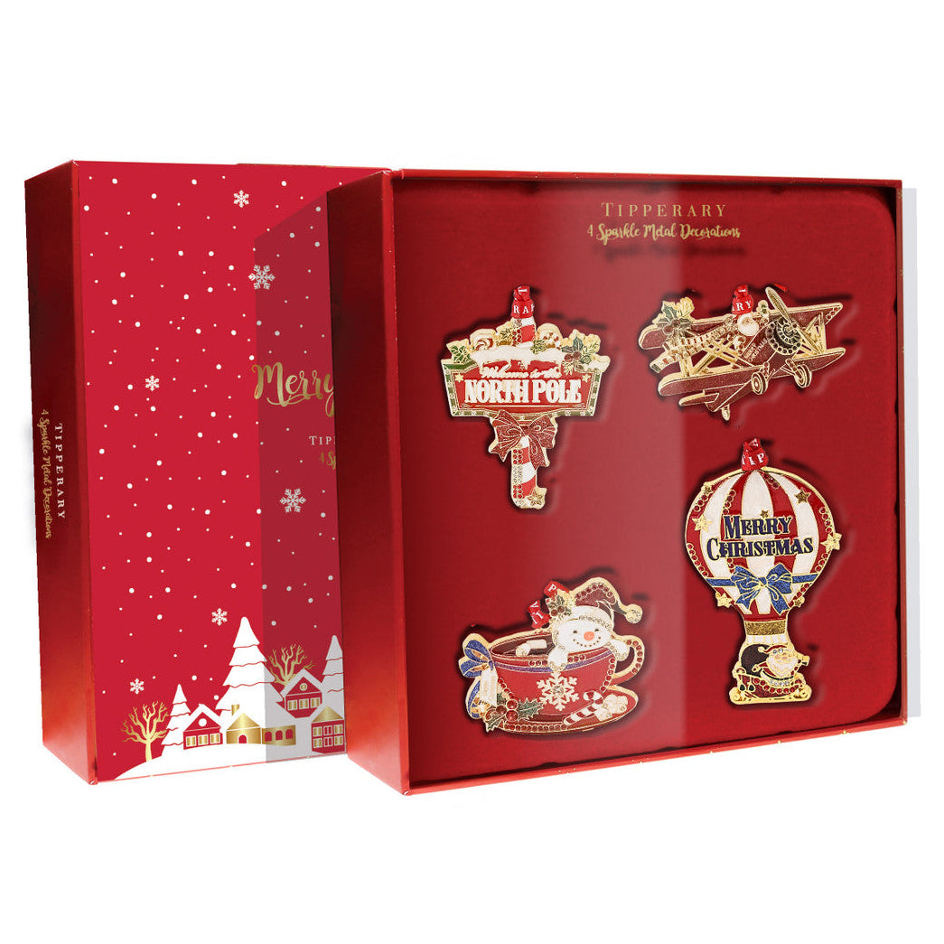 Tipperary Crystal Sparkle Christmas Decorations Set of 4