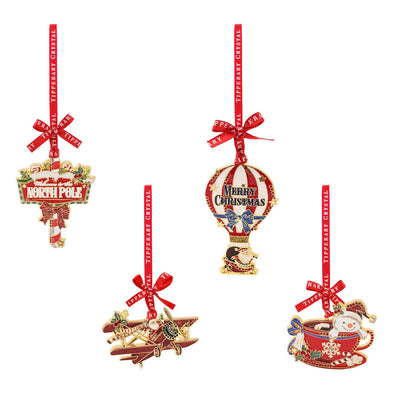 Tipperary Crystal Sparkle Christmas Decorations Set of 4