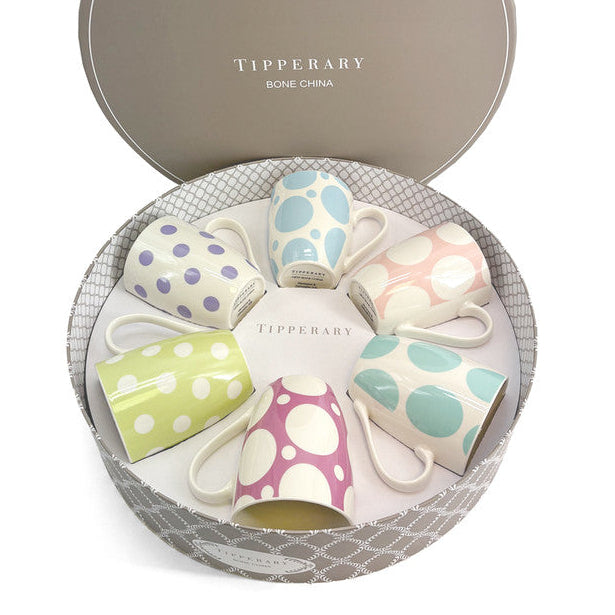 Tipperary Crystal - Coloured Spots Set of 6 Mugs