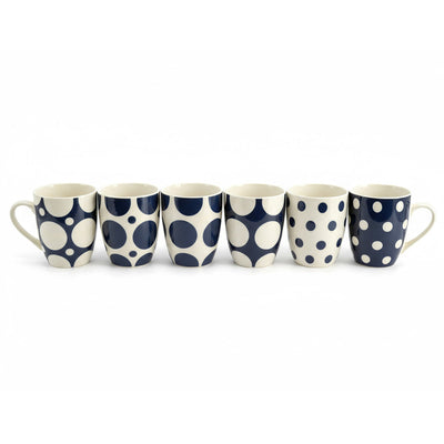 Tipperary Crystal - Navy Spots Set of 6 Mugs