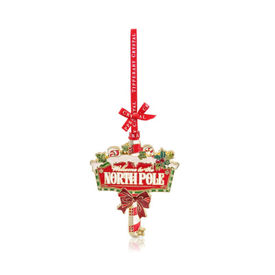 Tipperary Crystal Sparkle North Pole Sign Christmas Decoration
