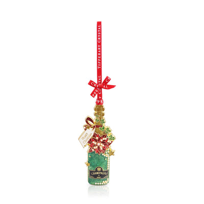 Tipperary Crystal Pearl Champagne Bottle Christmas Decoration