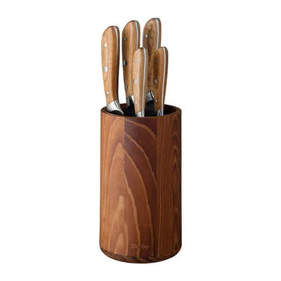 Denby Carbonised Ash Wood 6 Piece Knife Block Set