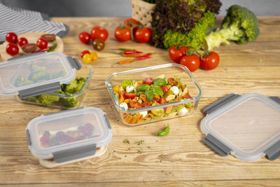 Kuhn Rikon Glass Storage Container Set 3pcs with lids 0.64 L/1.05 L/1.52L