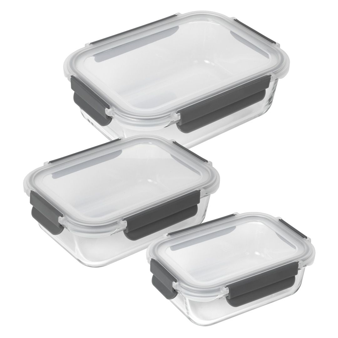 Kuhn Rikon Glass Storage Container Set 3pcs with lids 0.64 L/1.05 L/1.52L