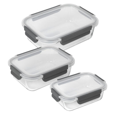 Kuhn Rikon Glass Storage Container Set 3pcs with lids 0.64 L/1.05 L/1.52L