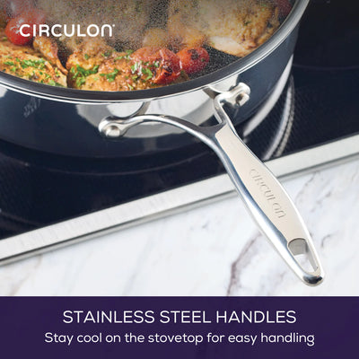 Circulon ScratchDefense 3 ply Clad 30cm Stainless Steel Non Stick Frying Pan + Glass Lid