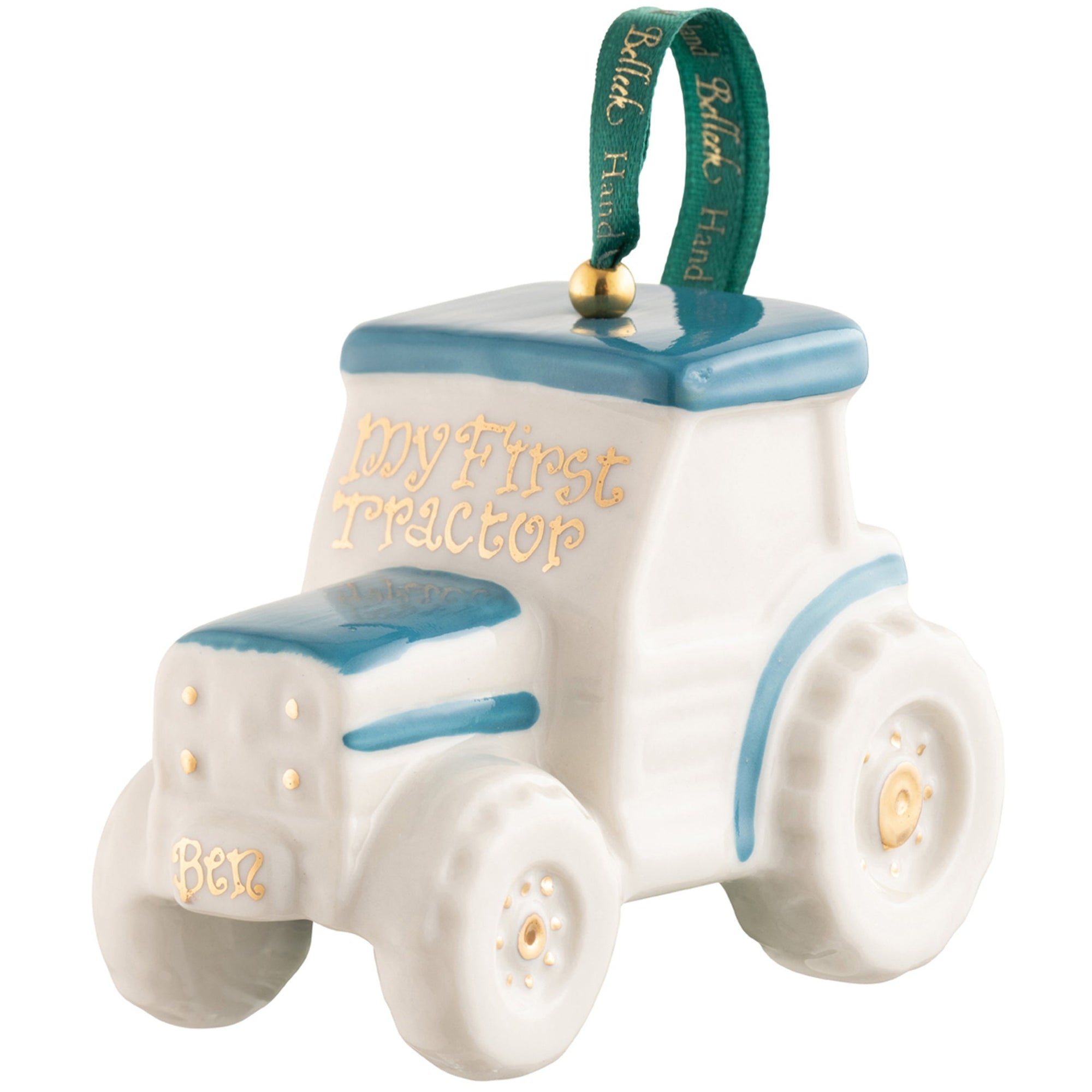 Belleek Classic Blue Tractor Ornament: 37623