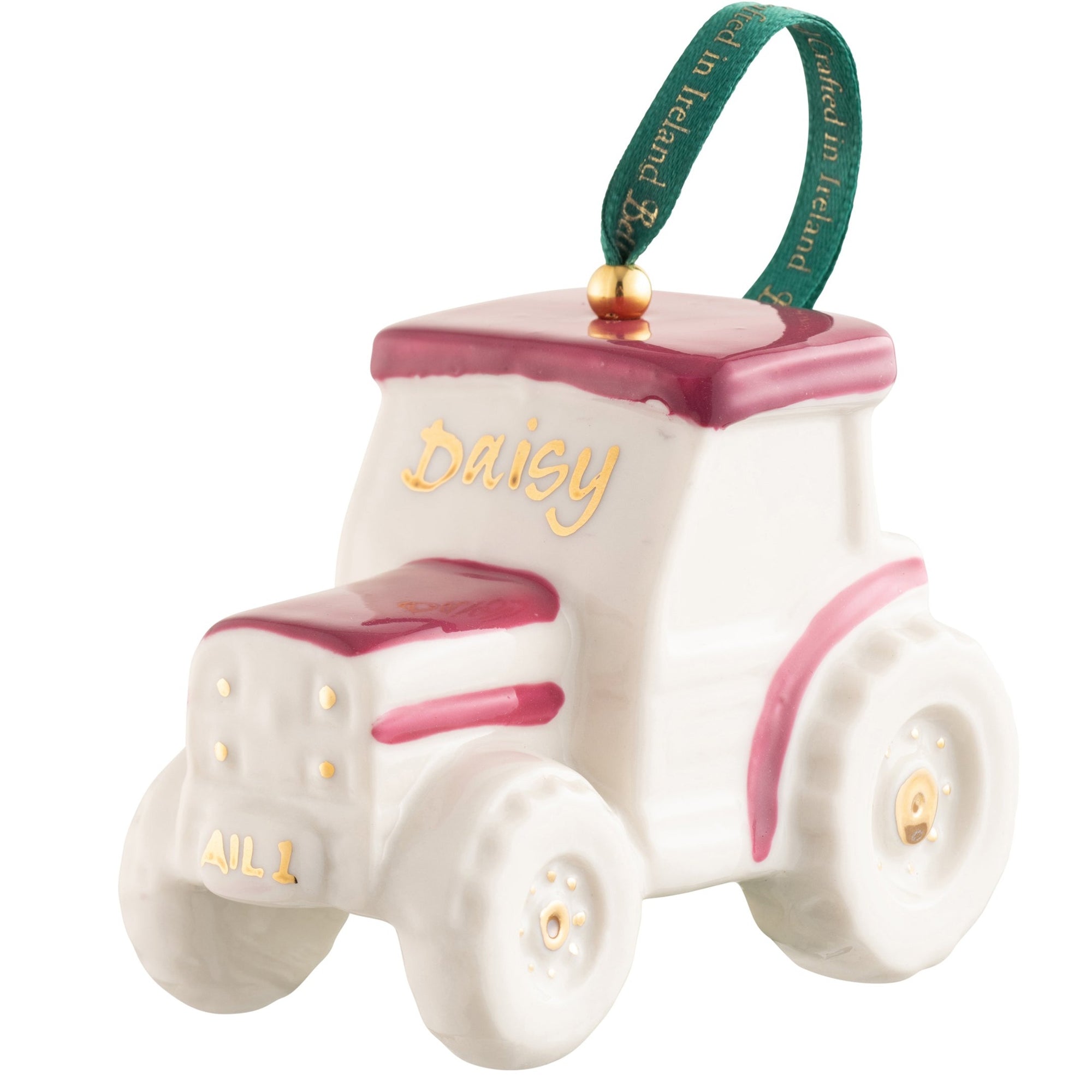 Belleek Classic Pink Tractor Ornament: 37624