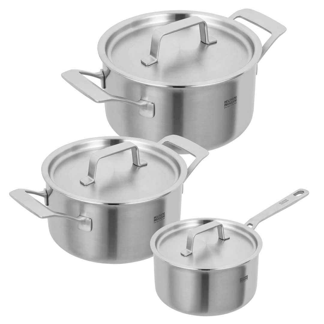 Kuhn Rikon CULINARY FIVEPLY 3pc Cookware Set (Saucepan with lid 16cm, Casserole with lid 18cm, Casserole with lid 20cm)