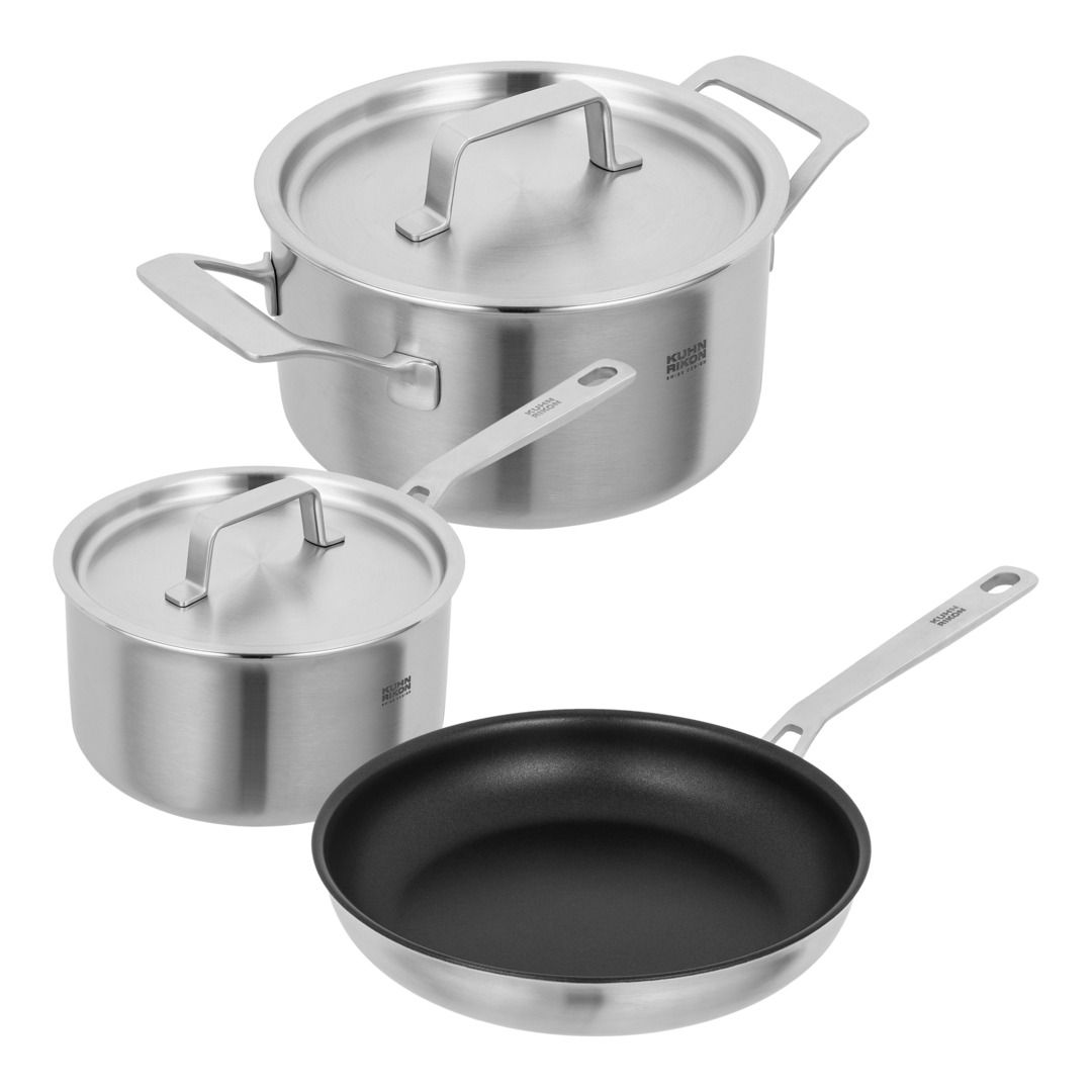 Kuhn Rikon CULINARY FIVEPLY 3pc Cookware Set (Saucepan with lid 16cm, Casserole with lid 20cm, Frying pan 24cm)