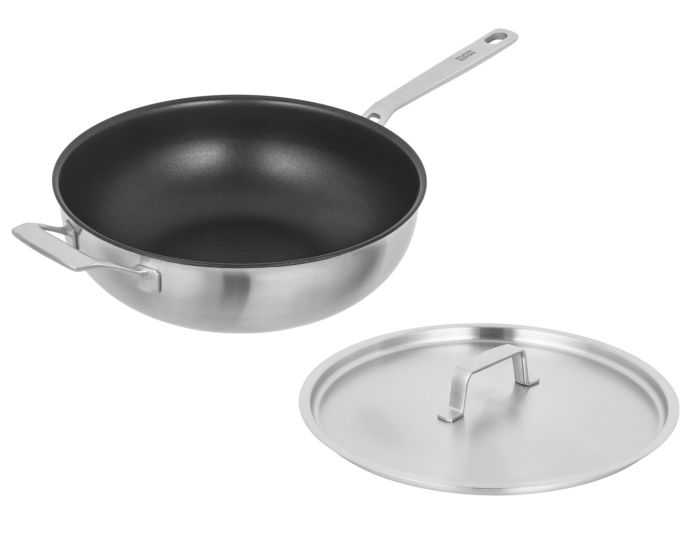 Kuhn Rikon CULINARY FIVEPLY Wok / Chef's pan with lid and helper handles non-stick 28cm
