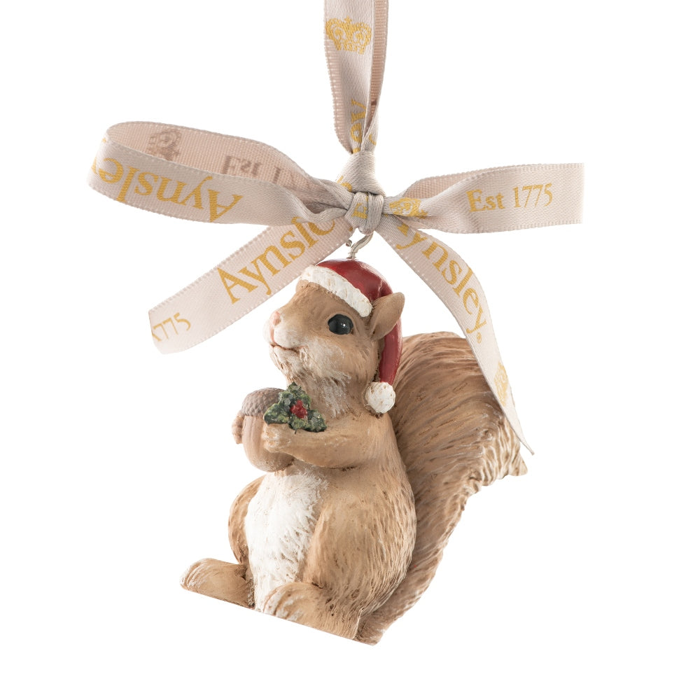 Aynsley Christmas Squirrel Wearing Santa Hat Hanging Ornament