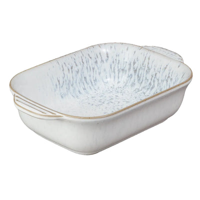 Rectangular ceramic dish with textured surface