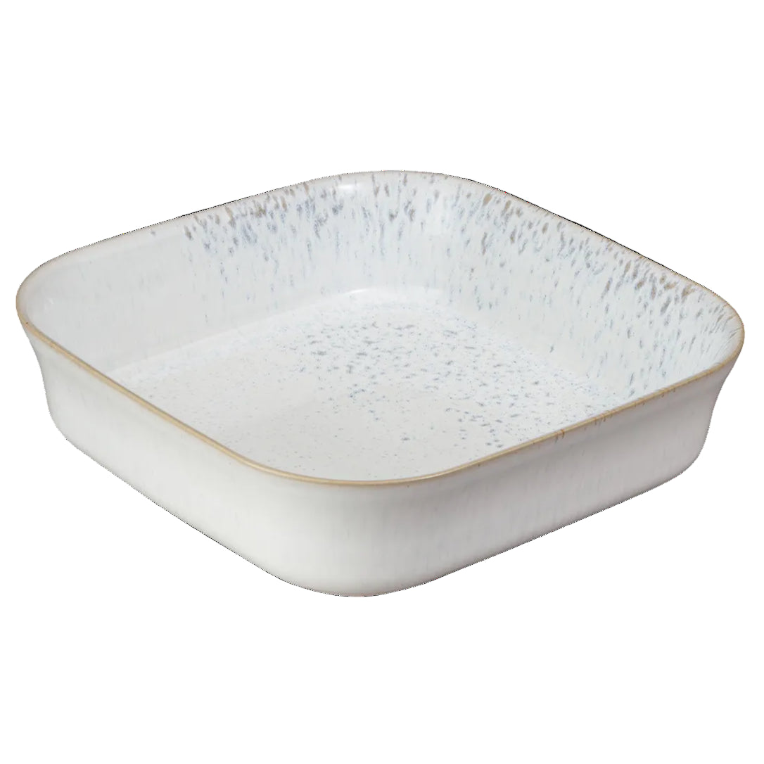 White Stoneware square Oven Dish with textured surface