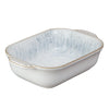 White Stoneware Rectangular Oven Dish with blue speckled pattern
