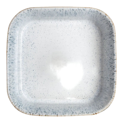 White Stoneware Square Oven dish  with blue speckled rim