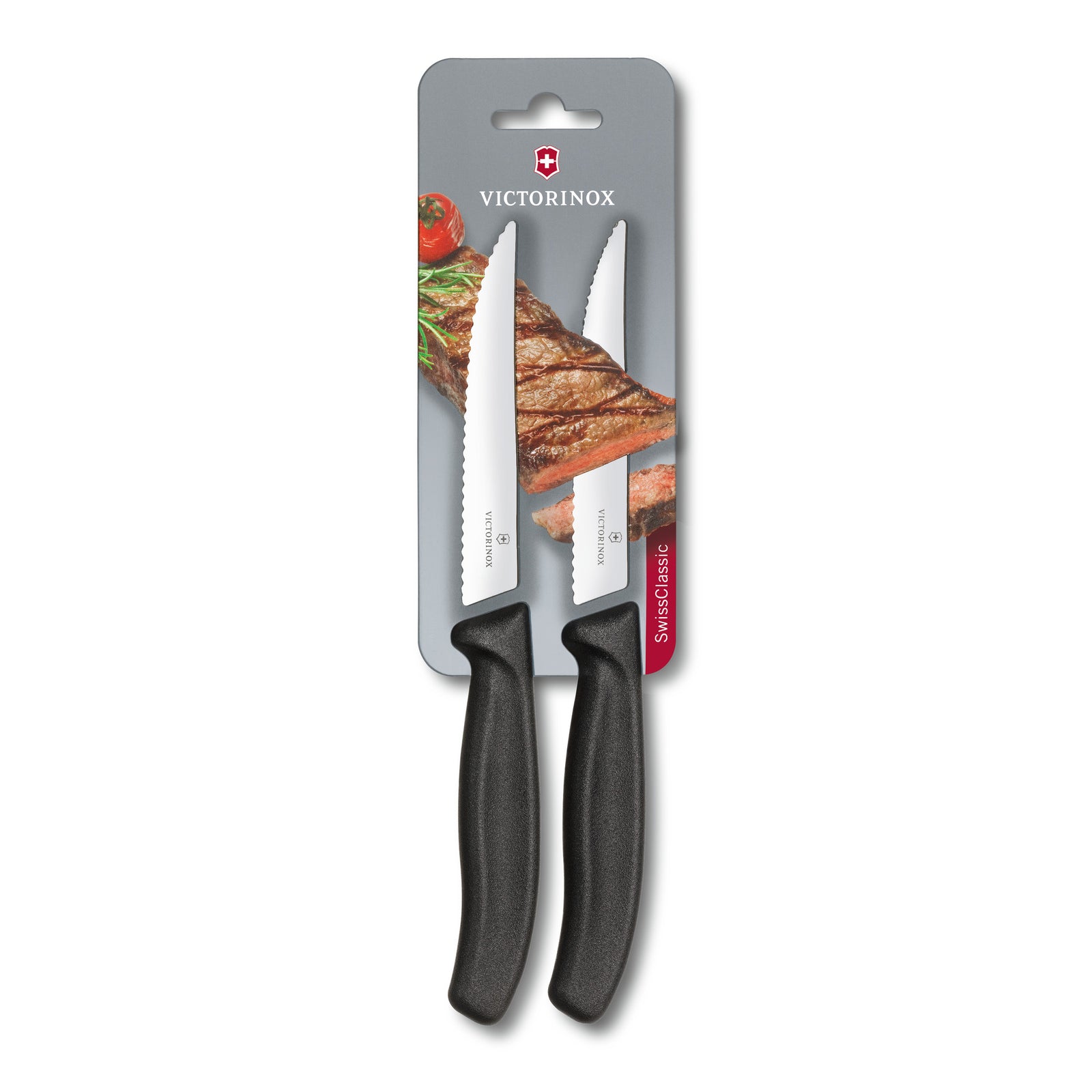 Victorinox Swiss Classic Gourmet Steak and Pizza knife 12cm Black Blister Twin Pack - Last chance to buy