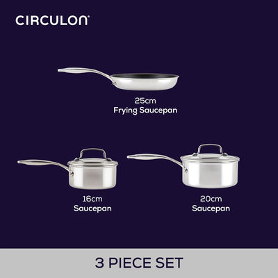 Circulon ScratchDefense 3 ply Clad Stainless Steel - 3 Piece Set