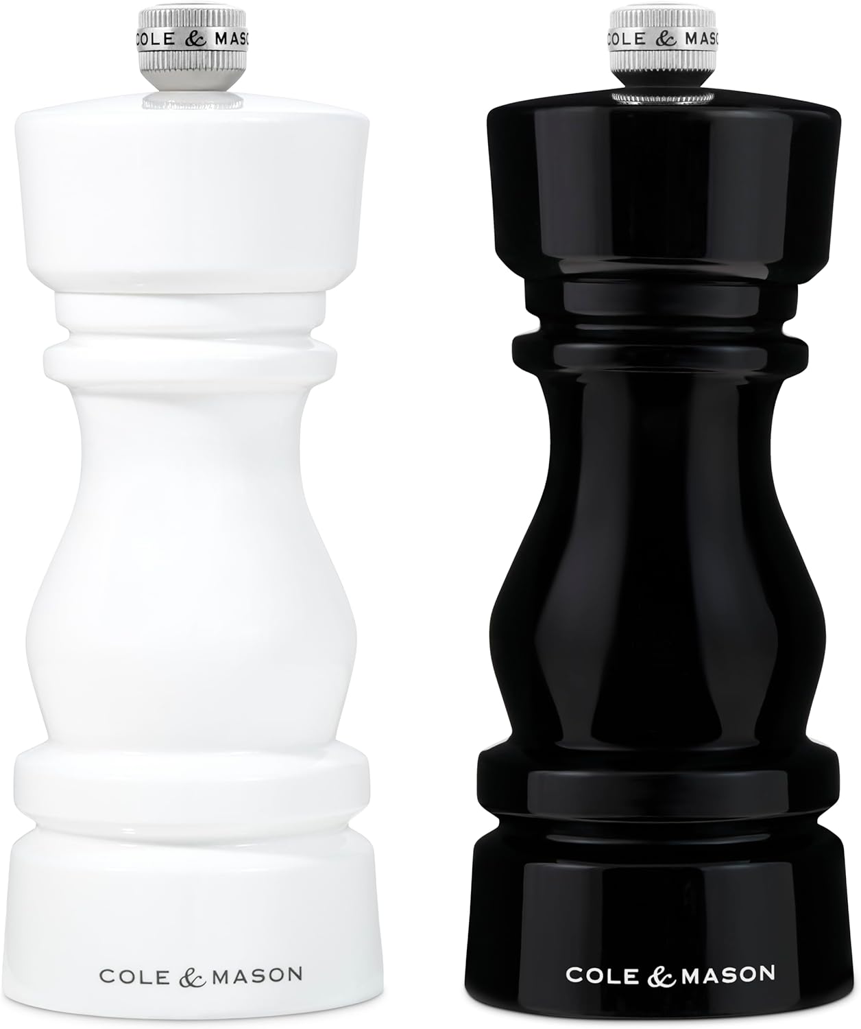 Cole & Mason London Black & White Gloss Mill Set H243912