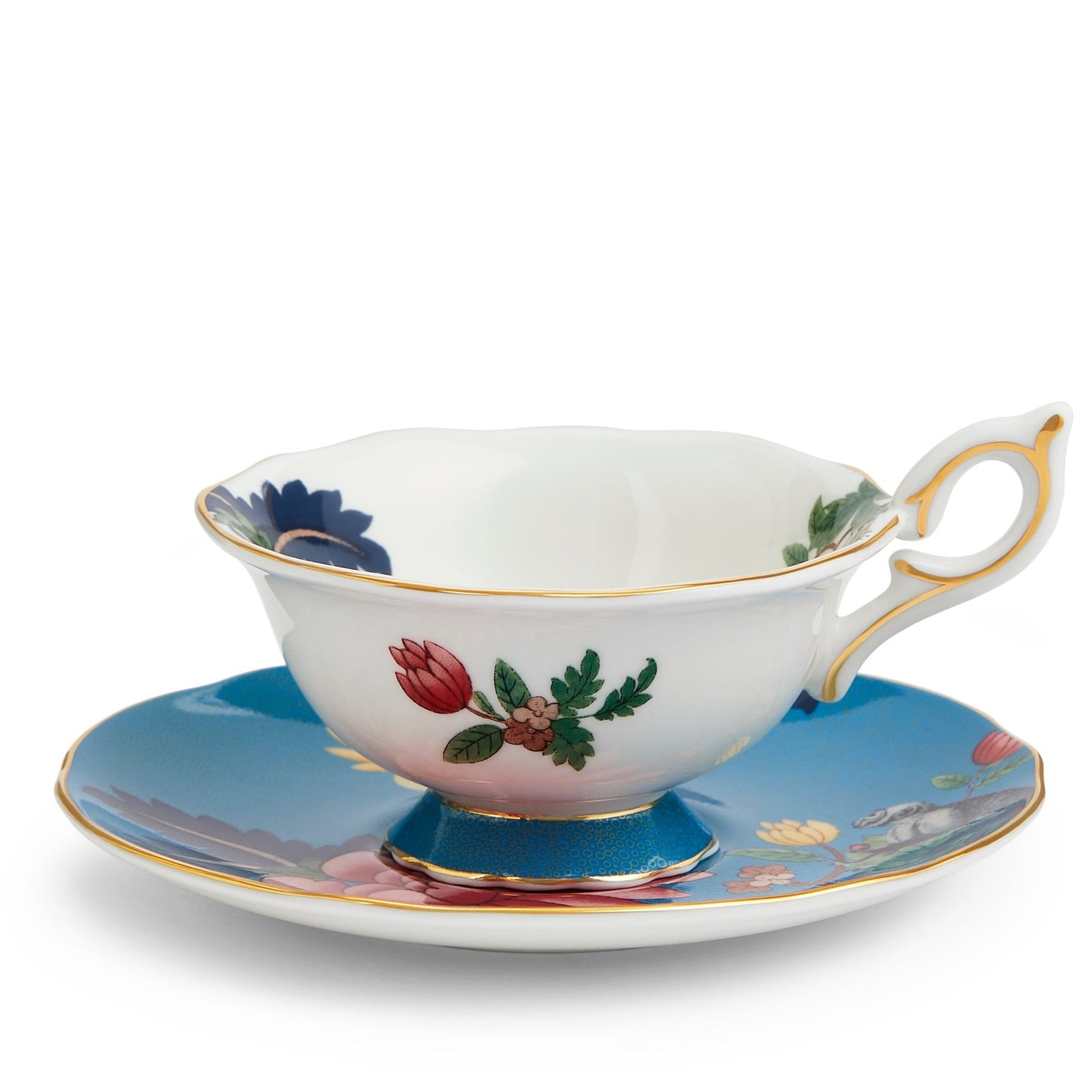 Wedgwood Wonderlust Sapphire Garden Teacup & Saucer Set of 4