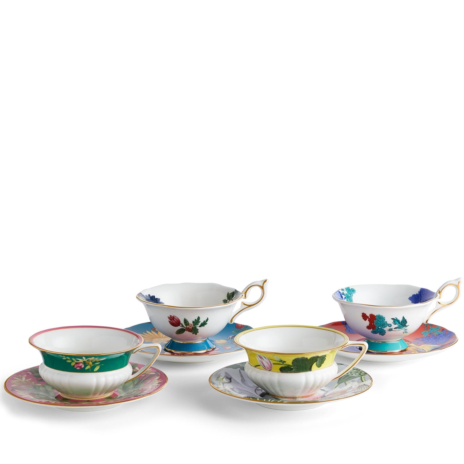 Wedgwood Wonderlust Mixed Teacup & Saucer Set of 4