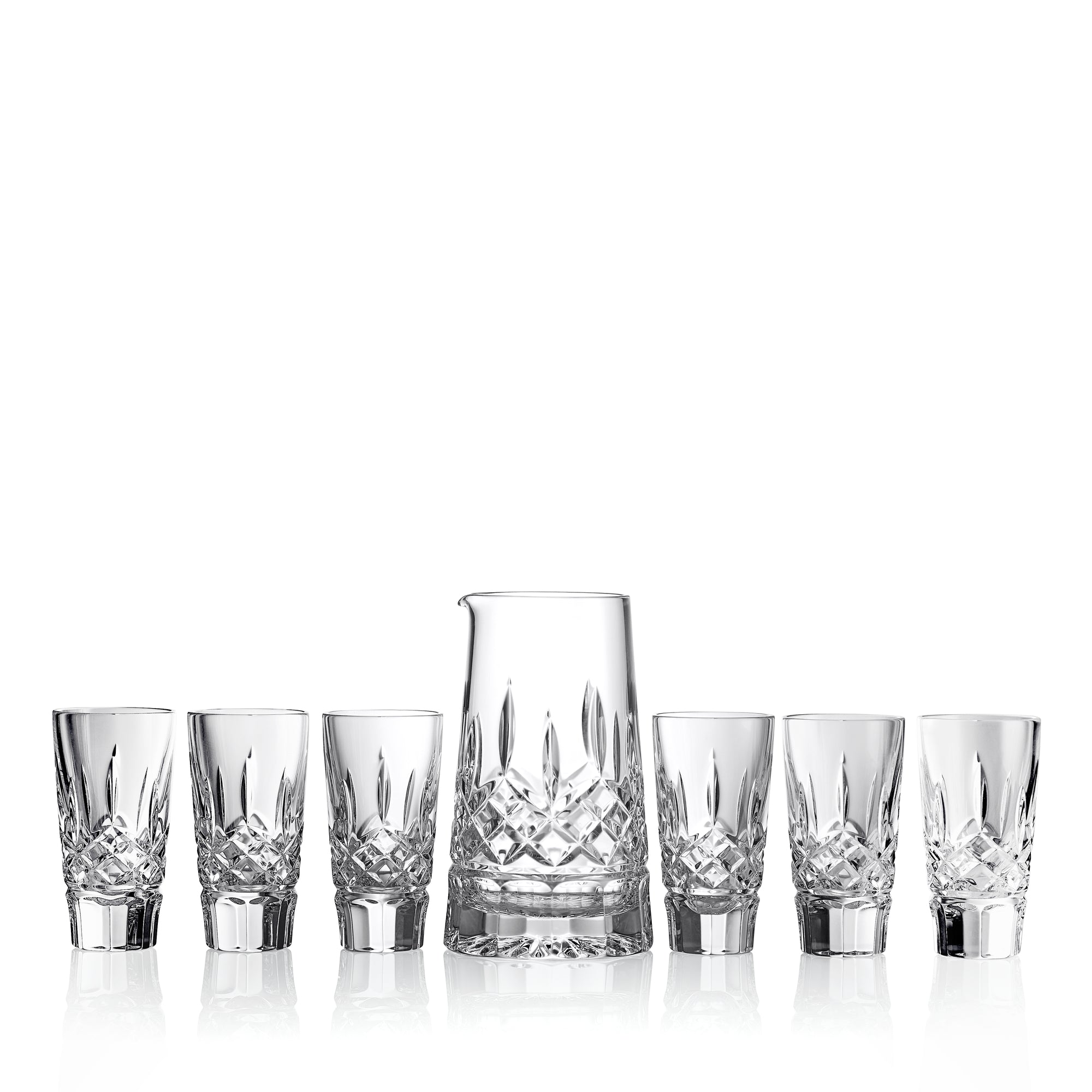 Waterford Crystal Lismore 7 Piece Pitcher & Shot Glass Set