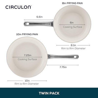 Circulon Halo LaserDefense™ Ceramic Non-stick 2-Piece Skillet Set: 20cm & 25cm