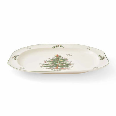 Spode Christmas Tree Sculpted 14 Inch Oval Platter