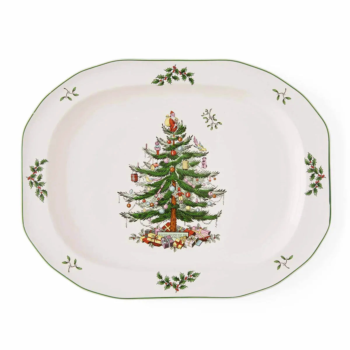 Spode Christmas Tree Sculpted 14 Inch Oval Platter
